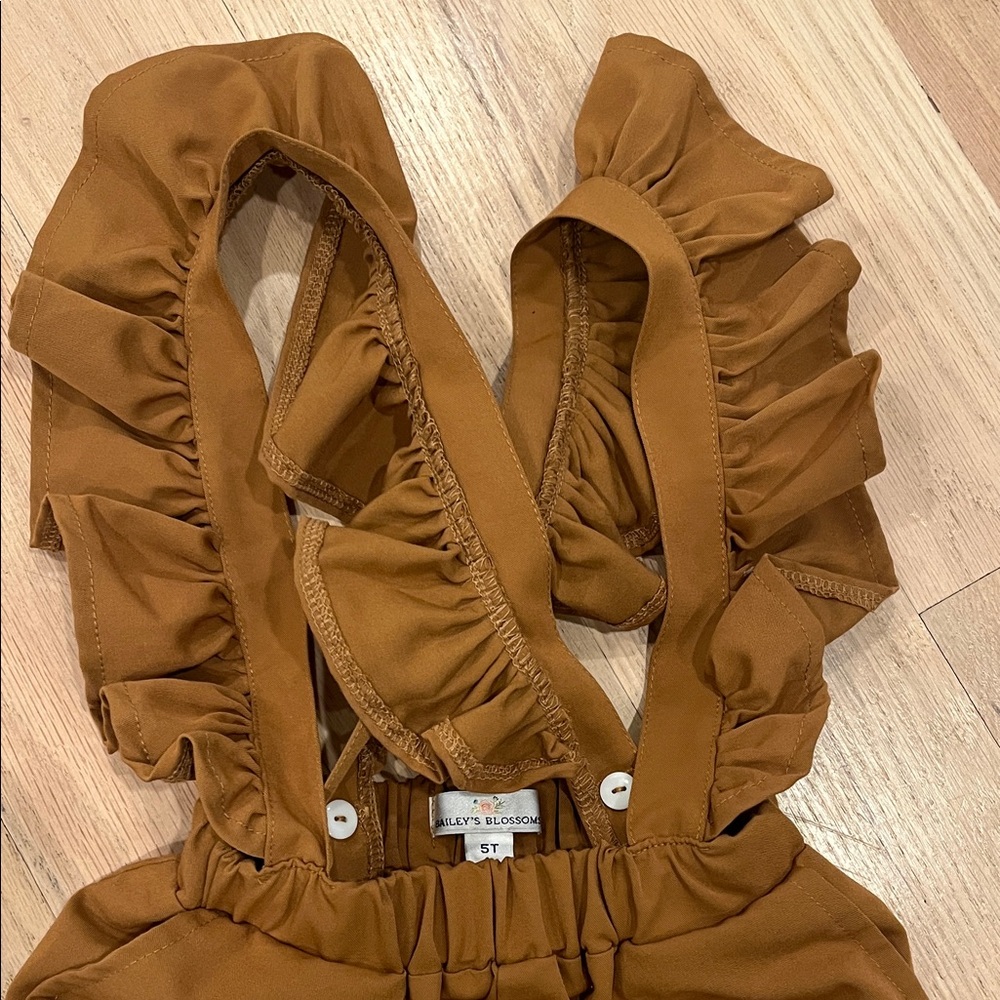 Chic Tan Ruffle Jumpsuit - Picture 3 of 4